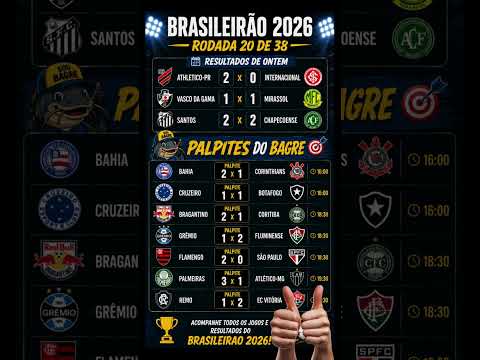 Brasileirão 2026: Resultados da Rodada 20 + Palpites do Bagre para os Jogos de Hoje! ⚽🐟