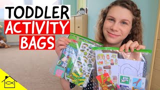Toddler Entertainment ACTIVITY BAGS for Use at Home or On the Go | DIY Busy Bag Ideas for 2 Year Old