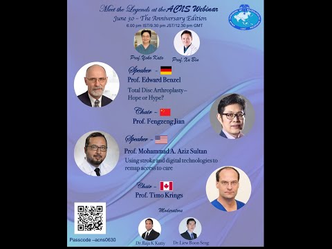 ACNS Webinar - June 30 - Total Disc Arthroplasty & Stroke & Digital Technologies to remap access to