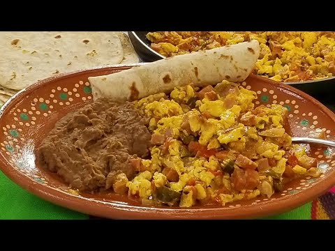 HEARTY MEXICAN BREAKFAST | SPAM and Eggs Rancheros,  Refried Beans, Homemade Flour tortillas ❤
