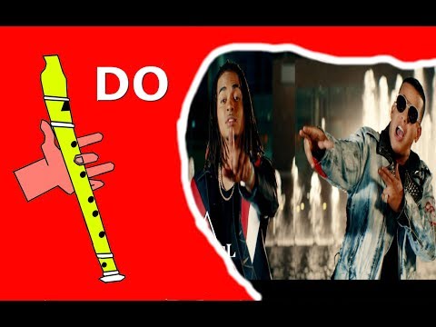 La rompe corazones, Ozuna D. Yankee, flauta dulce fácil, tutorial con animación.