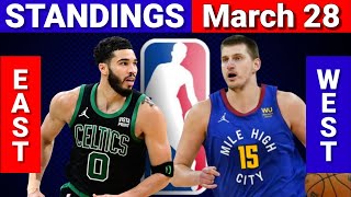 March 28 | NBA STANDINGS | WESTERN and EASTERN CONFERENCE