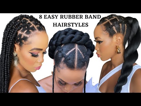 🔥8 QUICK & EASY RUBBER BAND HAIRSTYLES ON NATURAL...
