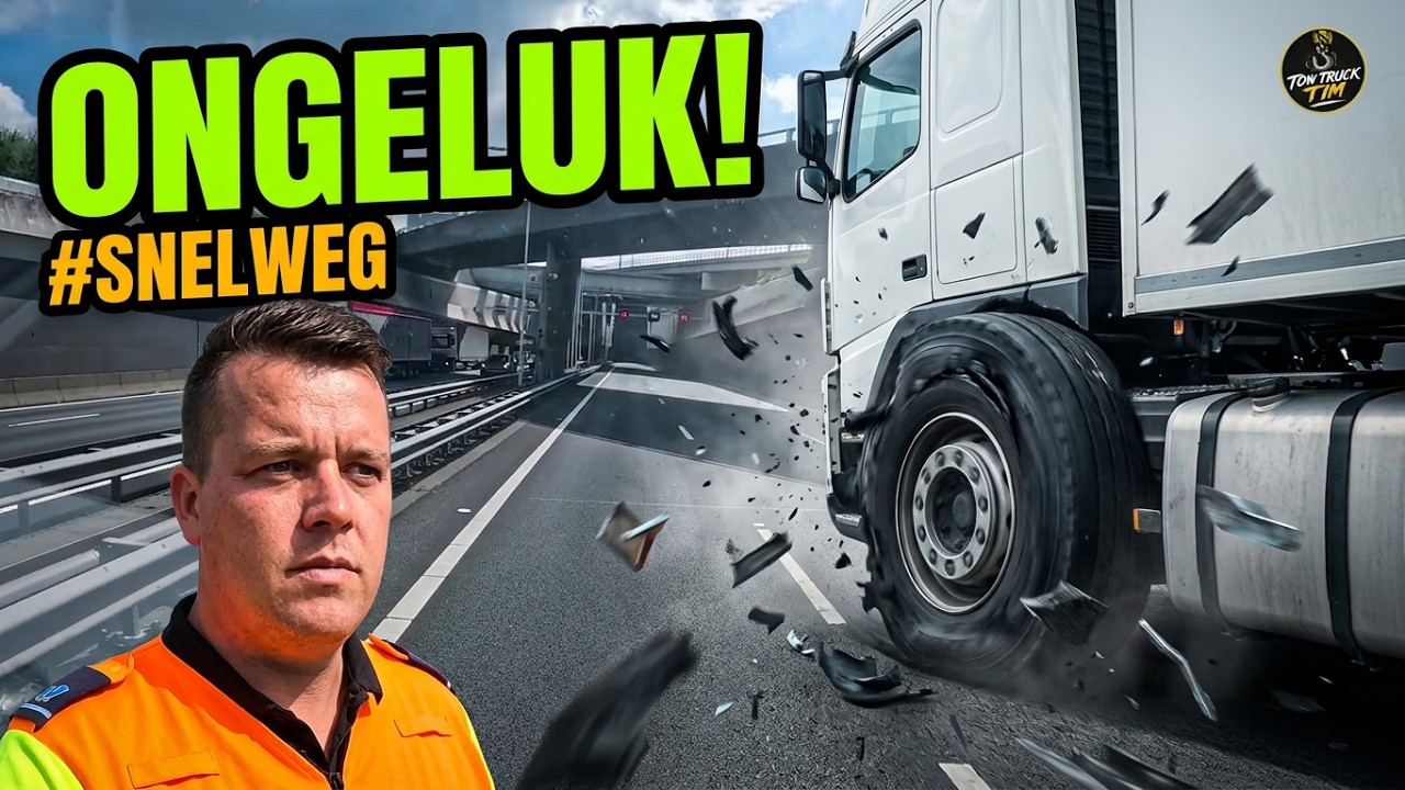 Vrachtwagen verliest band en veroorzaakt grote schade
