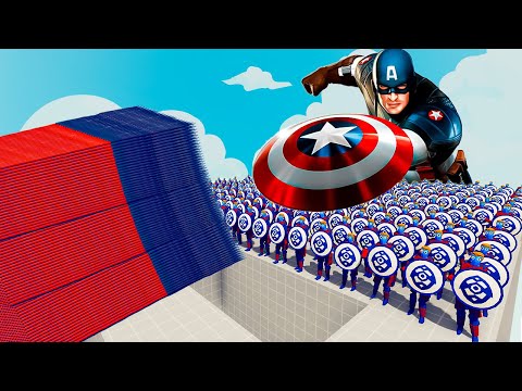 100x CAPTAIN AMERICA + 1x GIANT vs 3 EVERY GOD - Totally Accurate Battle Simulator TABS