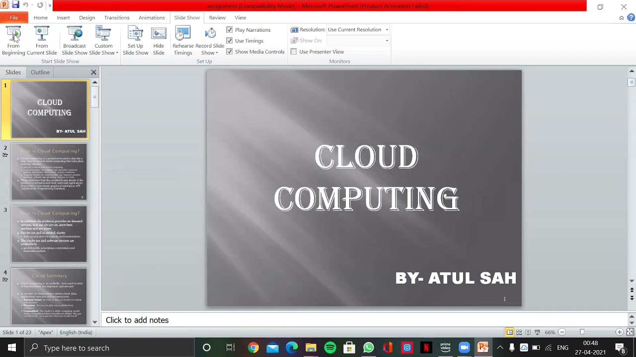 power point presentation on cloud computing...