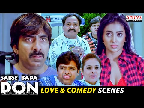 Sabse Bada Don Love & Comedy Scenes | Ravi Teja, Shriya Saran | Brahmanandam | Aditya Movies