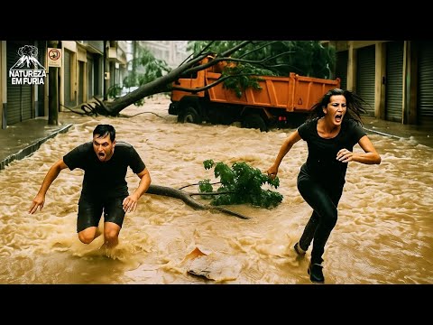MG: CAOS TOTAL em Lafaiete! Temporal VIOLENTO, Enxurrada Arrasta Tudo e Árvores Desabam!