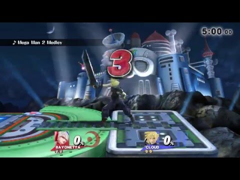 SSB4 Wii U - Bayonetta vs Cloud (1080p, 60FPS)