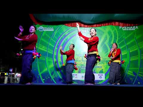 Pattako ke jhora Nepali cultural dance at streetfestival at lakeside Pokhara skdance training center
