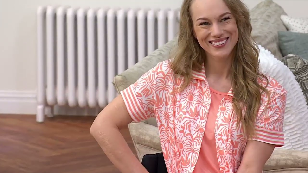 MUK LUKS Cloud Knit Collared Top, Tank and Crop Pajama Set on QVC