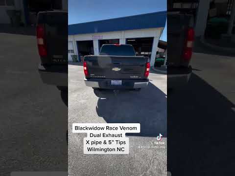 Blackwidow Dual Exhaust with X pipe & 5” Tips. #henrysmufflershop #chevy #blackwidowexhaust #viral