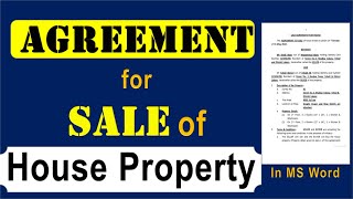 Draft Agreement Contract for Sale and Purchase of House property | contract for selling a house