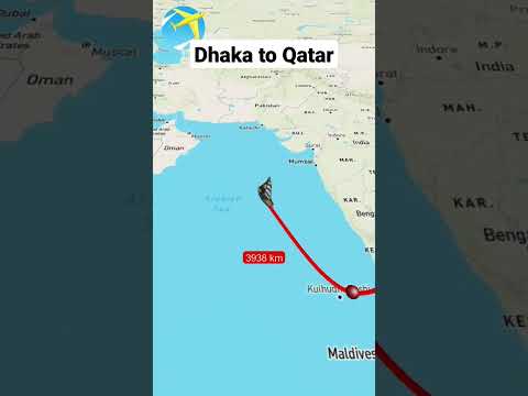 Dhaka,BD to Doha,Qatar travel ⛵🌍 #travel #tour #world #map #maps #tourvideo #dhaka #doha #qatar