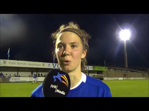 Interview met speelster Hanne Merkelbach bij het behalen van de titel na de wedstrijd van KRC Genk L