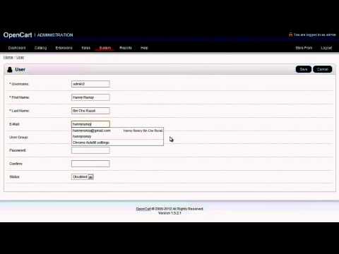 OpenCart Tutorial System Users