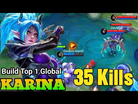 ONE VS ALL!! 35 Kills Karina Hard Carry, Almost SAVAGE!! - Build Top 1 Global Karina ~ MLBB