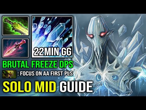 How to Solo Mid Ancient Apparition with 1st Item Witch Blade EZ 22Min GG Nonstop Freeze DPS Dota 2
