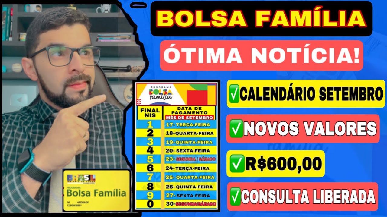 BOLSA FAMÍLIA SETEMBRO: CALENDÁRIO OFICIAL, VALORES E CONSULTA DE SETEMBRO LIBERADA!