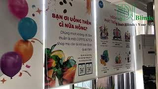 Rèm cuốn in logo thương hiệu đặt hàng theo yêu cầu,