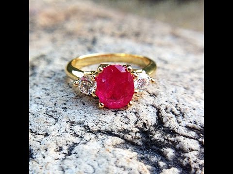 2.88 Carat Untreated & Unheated Burma (Myanmar) Ruby with 0.50 carat Diamond Anniversary Ring