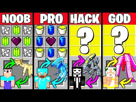 Minecraft Battle: HOW TO PLAY ALIEN CRAFTING CHALLENGE NOOB vs PRO vs HACKER vs GOD Funny Animation