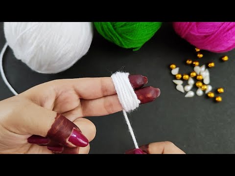 3 Super Easy Woolen Flower Making Trick using Finger - Embroidery Woolen flower making - No crochet