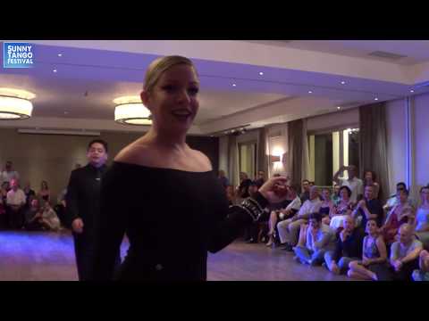  Carlos Espinoza  and  Noelia Hurtado Pitruzzella  are  dancing  to  the  tango  "  Patetico  "  by  Osvaldo Pugliese  at  Sunny Tango Festival  in  2019