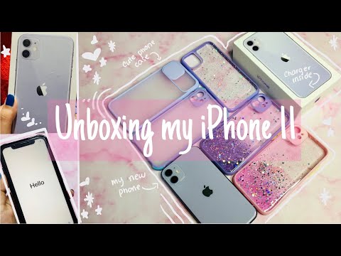iPhone 11 unboxing purple in 2021 + cute phone cases💜💟