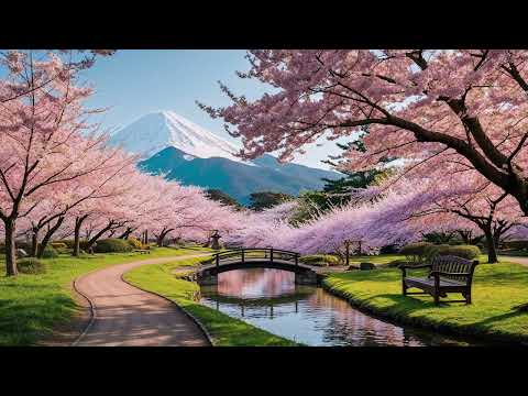 Japanischer Frühling in 4K: Kirschblüten und schneebedeckte Berge 🌸❄️ – Pure Entspannung genießen