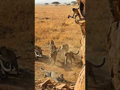 원숭이의 한 방! 벌집 떨어지자 표범 떼 전멸