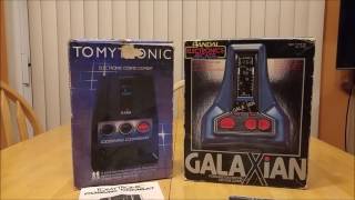 Old Handheld Games Cosmic Combat and Galaxian