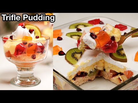 Fruit Custard Trifle Pudding Recipe - 20 Mins Quick Dessert | Christmas Special