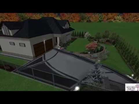 Wizualizacja 3D ogrodu - Projekt domu Dom w czarnuszce (G2) /spacer w nocy/