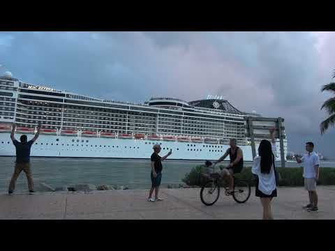 MSC Divina Trans Atlantic sail away from Miami South Beach Florida