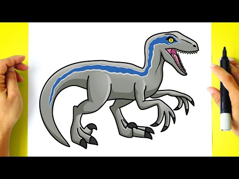 How to DRAW VELOCIRAPTOR BLUE - Drawing Dinosaur - Jurassic World Dominion