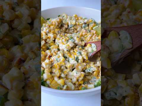 Creamy Mexican Inspired Street Corn Salad with a DRESSING I can CHUG 🤤 #shorts #corn #salad