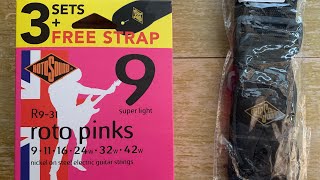 Video thumbnail for Rotosound Roto Pinks Gauge 9s Electric Guitar Strings Demo Review Test by vincent ryan borres