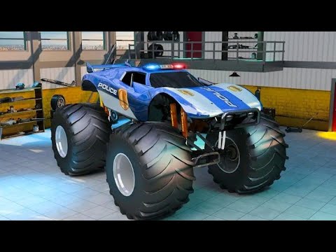 Realistic US police monster trucks. Us police monster Damolitison Derby 2019