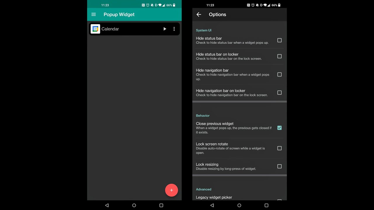 Pop Up Widget for Android