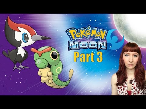 Pokemon Moon Part 3 Let's Play Walkthrough Playthrough - Catching My First Pokemon!