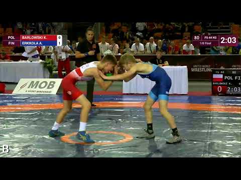 1/8 FS - 44 kg: K. BARLOWSKI (POL) v. A. ERKKOLA (FIN)
