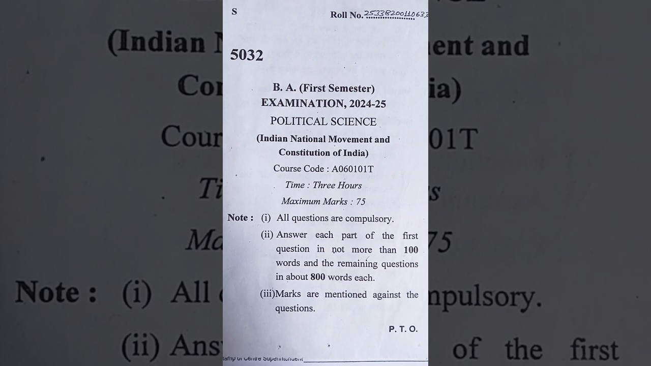 B.a 1st semester Political science paper 2024-25 🤔