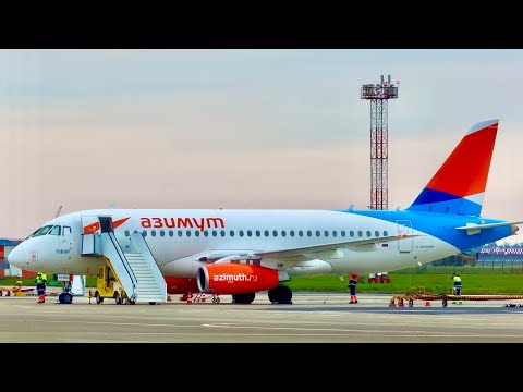 Flight from Krasnodar to Yerevan on a Russian Sukhoi Superjet | Landing in Bad Weather