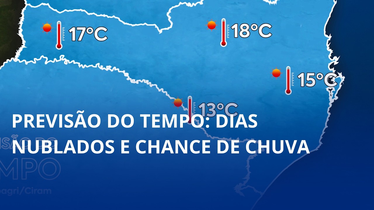 Previsão do tempo: dias nublados e chance de chuva