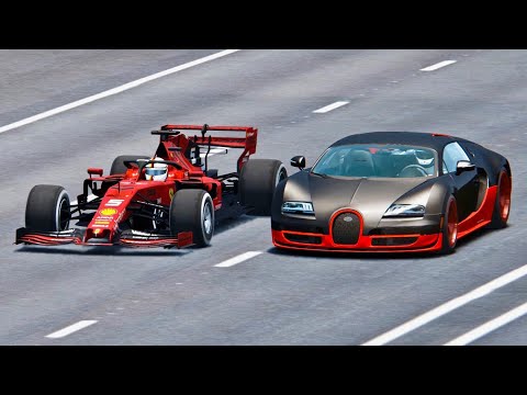 Ferrari F1 2019 vs Bugatti Veyron Super Sport - Drag Race