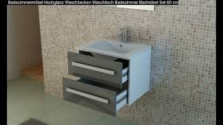 Badezimmermöbel Hochglanz Waschbecken Waschtisch Badezimmer Badmöbel Set 60 cm