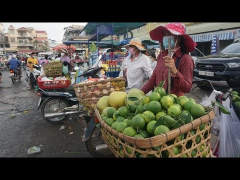 Morning Daily Life Style Food Market @Chhbar Ampov - Morning Food Market Scene Show