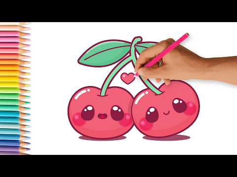 how to draw funny cherries for kids  🍒✨ Kawaii Drawings
