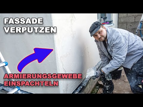 Fassade verputzen mit Gewebe / Das Einspachteln von Armierungsgewebe